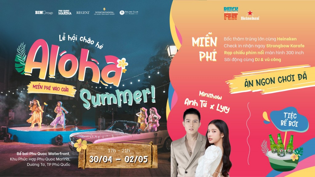 Sự kiện Aloha Summer! được tổ chức trong 3 ngày nghỉ lễ tại Phú Quốc và hoàn toàn miễn phí vào cửa