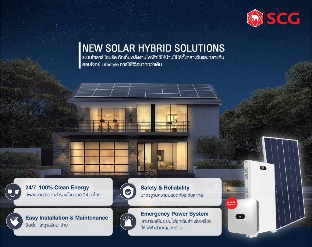 Ngói năng lượng mặt trời SCG với công nghệ hệ thống hybrid sử dụng pin để lưu trữ điện năng, sử dụng vào ban ngày và ban đêm, tiết kiệm 60% chi phí năng lượng