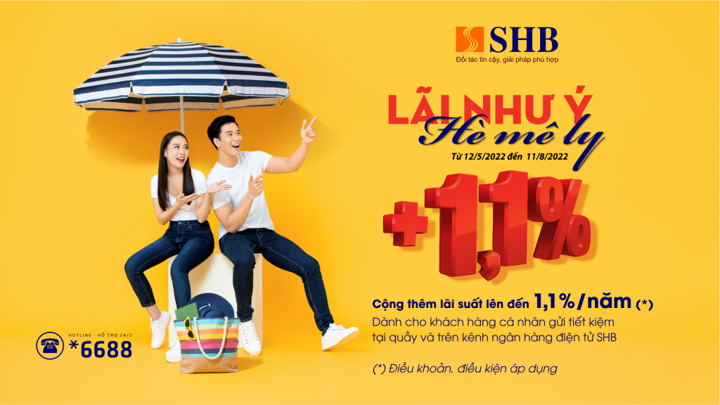 SHB tặng lãi suất lên đến 1.1%/năm cho khách hàng gửi tiết kiệm