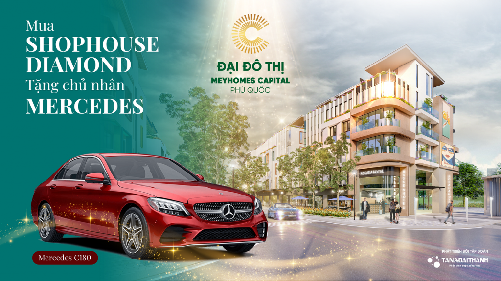 Khách mua Shophouse Diamond tại phân khu Rosada được tặng Mercedes C180 