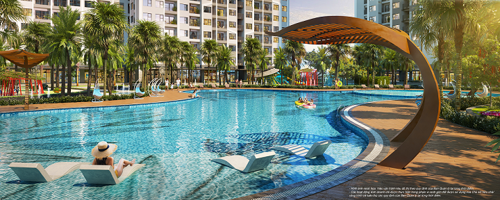 The Miami sở hữu bể bơi nội khu 1.000 m2, mang tới trải nghiệm sống nghỉ dưỡng sinh thái đậm chất Mỹ.