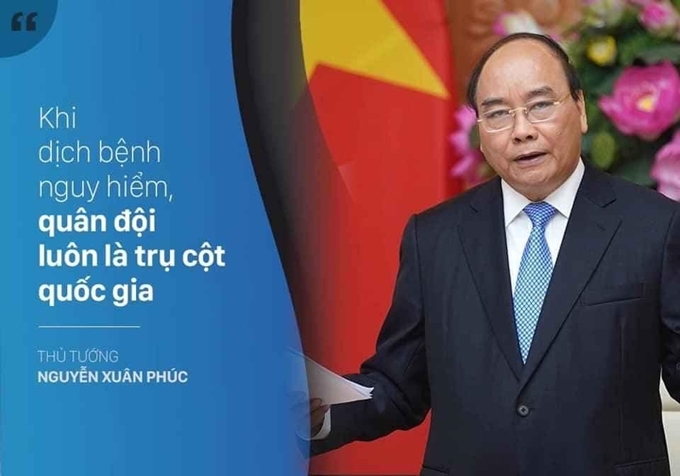 Chủ  tịch nước Nguyễn Xuân Phúc  cho rằng  khi Thiên tai Dịch bệnh quân đội là trụ cột quốc gia. Ảnh Tư liệu