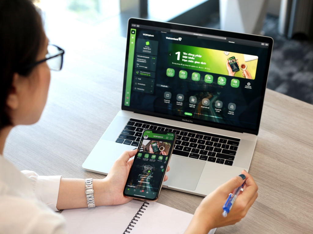 Màn hình dịch vụ ngân hàng số VCB Digibank