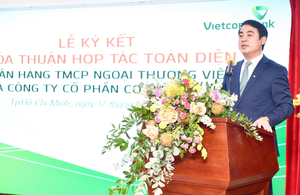 Ông Nghiêm Xuân Thành – Chủ tịch Hội đồng quản trị Vietcombank phát biểu tại buổi lễ