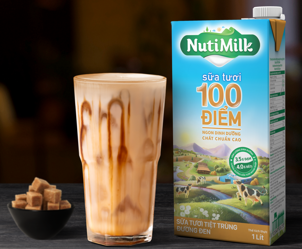 Sữa tươi 100 điểm NutiMilk đường đen chính là bước đột phá mới khi NutiFood 