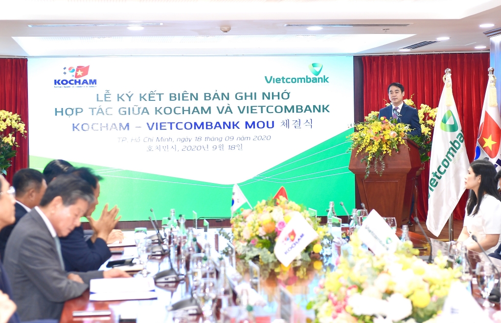 Ông Nghiêm Xuân Thành – Chủ tịch Hội đồng quản trị Vietcombank phát biểu tại buổi lễ