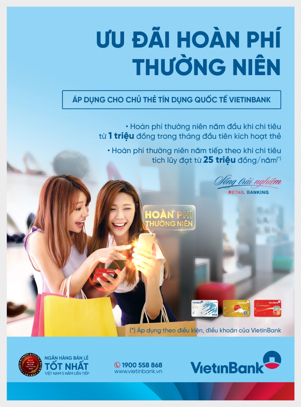 Hoàn phí thường niên cho chủ thẻ tín dụng quốc tế VietinBank