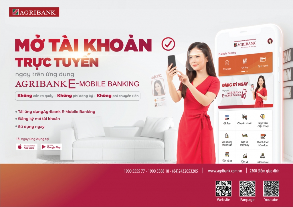 Agribank ra mắt dịch vụ mở tài khoản trực tuyến, thúc đẩy giao dịch online mùa dịch