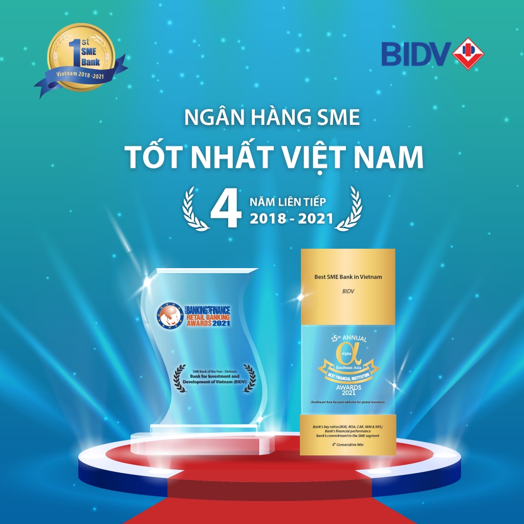 BIDV nhận cú đúp giải thưởng “Ngân hàng SME tốt nhất Việt Nam”