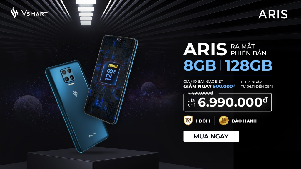 VSmart Aris nâng cấp cấu hình 8GB RAM/128GB giá không đổi