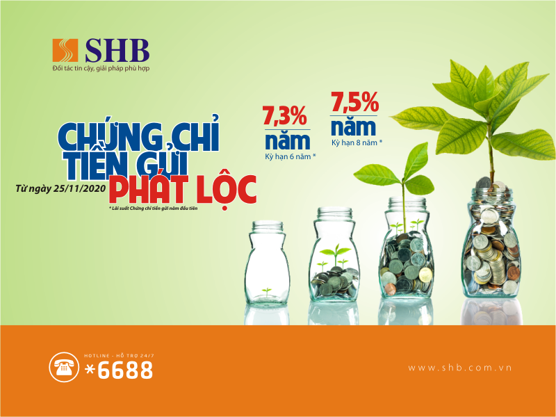 SHB phát hành chứng chỉ tiền gửi với lãi suất hấp dẫn lên đến 7,5%/năm