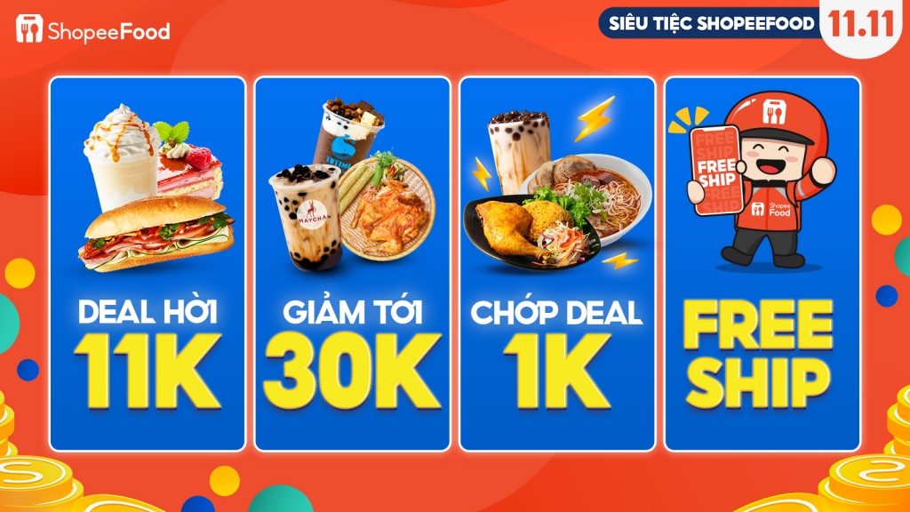Khởi động mùa lễ hội cuối năm với sự kiện 11.11 - ShopeeFood Siêu tiệc