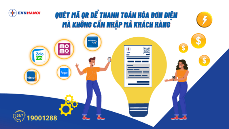 Quét mã QR để thanh toán hóa đơn điện mà không cần nhập mã khách hàng