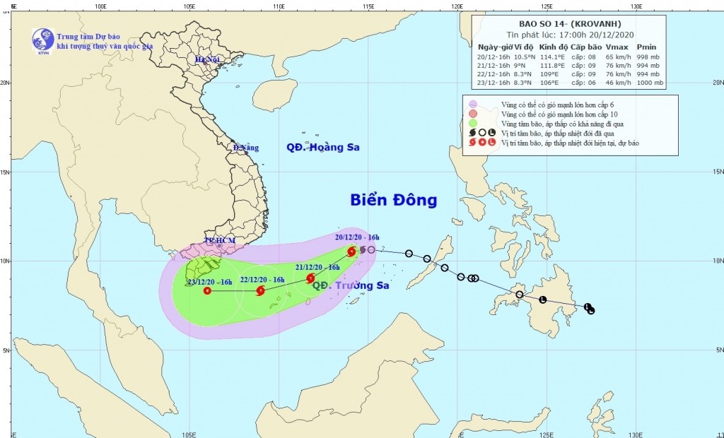 Theo dự báo cơn bão số 14 sẽ gây ảnh hưởng đến vùng biển khu vực mỏ Bạch Hổ, Thiên Ưng, Rồng