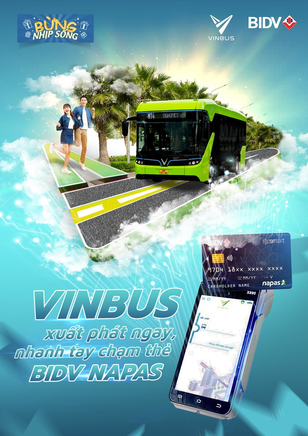 Người dân Thủ đô có thể mua vé xe bút điện VinBus bằng thẻ BIDV NAPAS