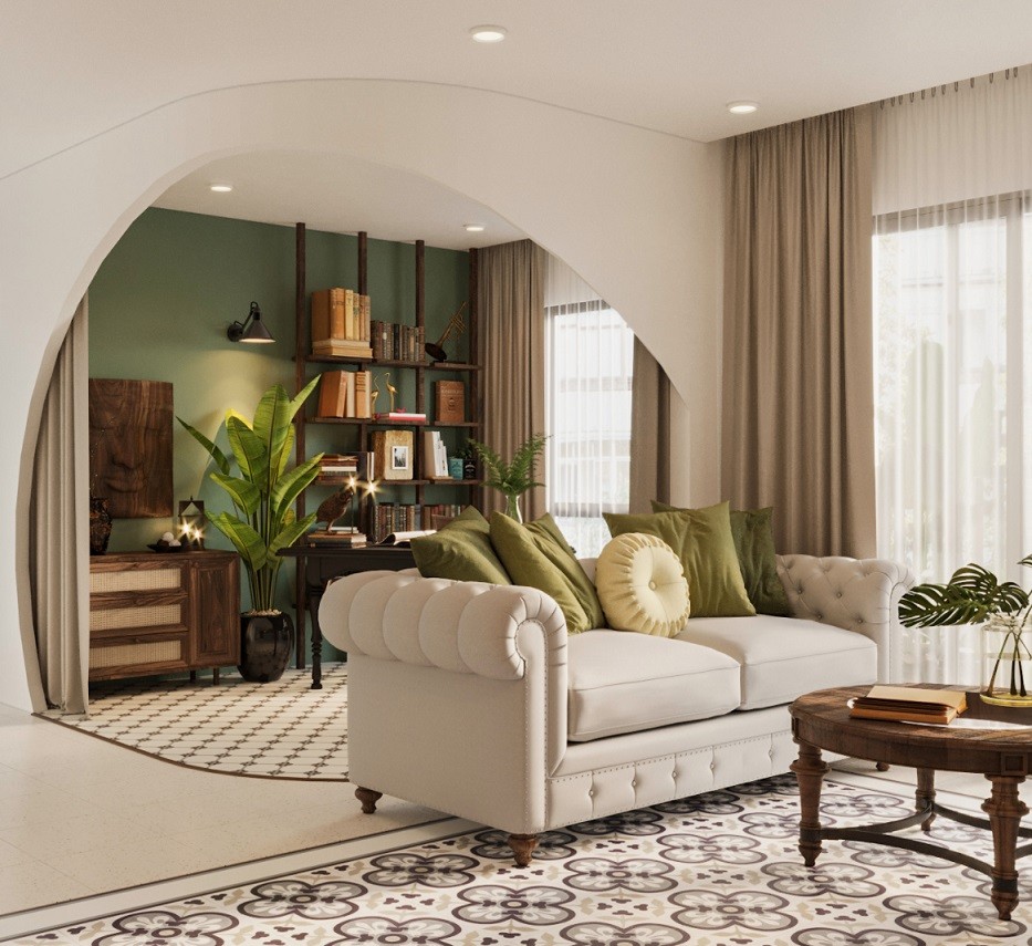 Một căn hộ với nội thất Indochine đặc trưng của cư dân tại KĐT Vinhomes