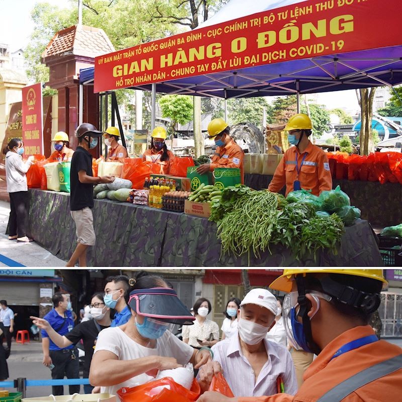 Những phần quà hỗ trợ của EVNHANOI được gửi tới những người dân khó khăn trên địa bàn quận Ba Đình