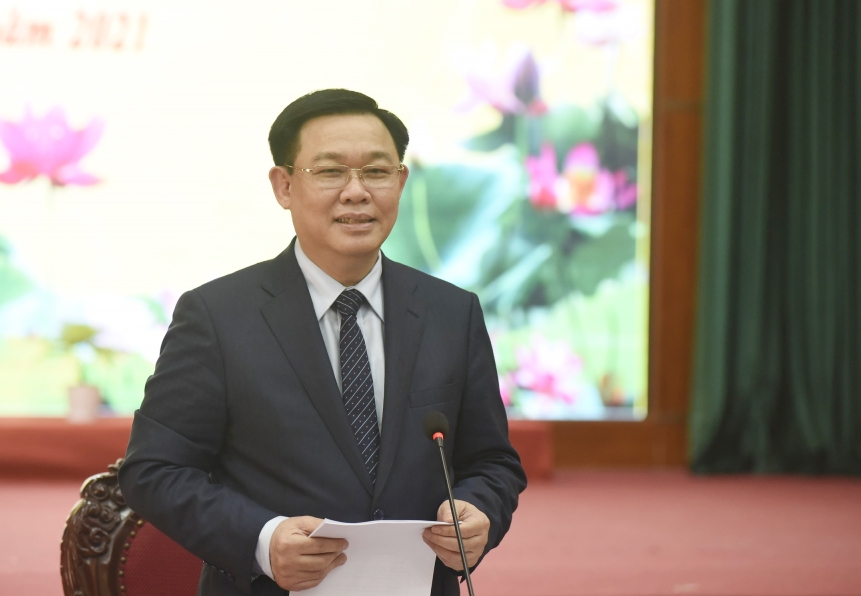 Bí thư Thành ủy Vương Đình Huệ phát biểu chỉ đạo buổi làm việc