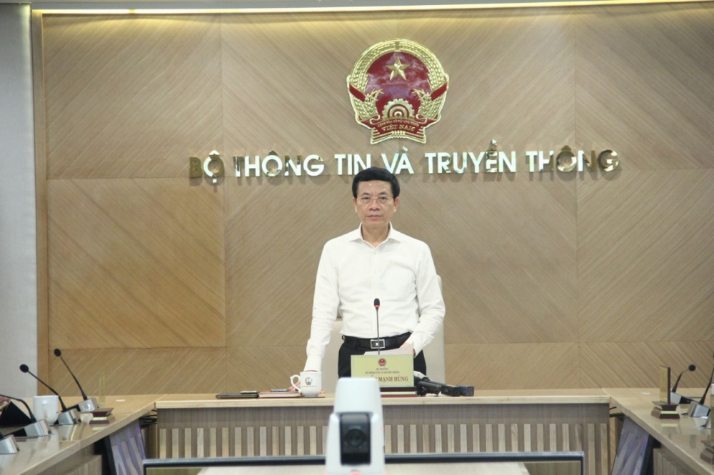 Bộ trưởng Nguyễn Mạnh Hùng phát biểu tại lễ công bố gói hỗ trợ
