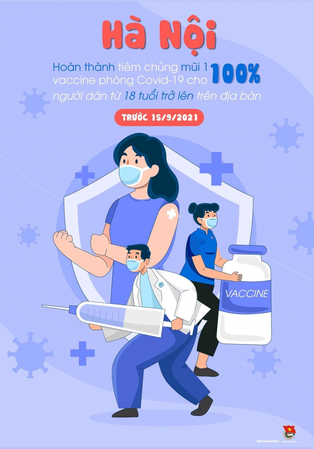 Hà Nội hoàn thành mũi 1 vaccine cho 100% người dân trên 18 tuổi trước 15/9