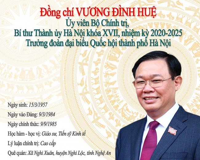 Tóm tắt quá trình công tác của Bí thư Thành ủy Hà Nội Vương Đình Huệ