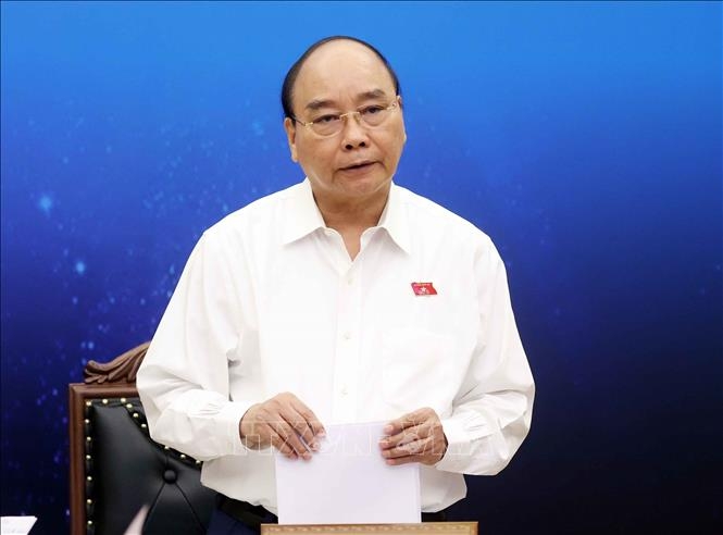 Chủ tịch nước Nguyễn Xuân Phúc phát biểu tại điểm cầu Hà Nội. Ảnh: Thống Nhất/TTXVN