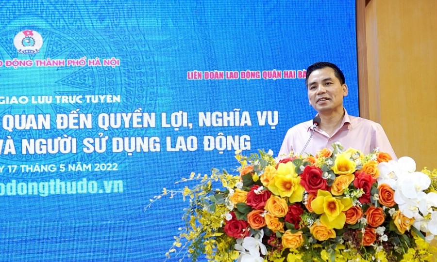 Phó Chủ tịch LĐLĐ thành phố Hà Nội Lê Đình Hùng phát biểu chỉ đạo chương trình