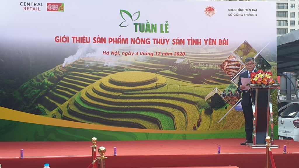 Ông Trịnh Văn Thành - Phó Giám đốc Sở Công Thương tỉnh Yên Bái phát biểu tại sự kiện 