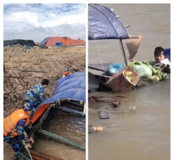 Hải Phòng: Bộ đội Biên phòngcứu 1 phụ nữ  bị đắm thuyền trên sông