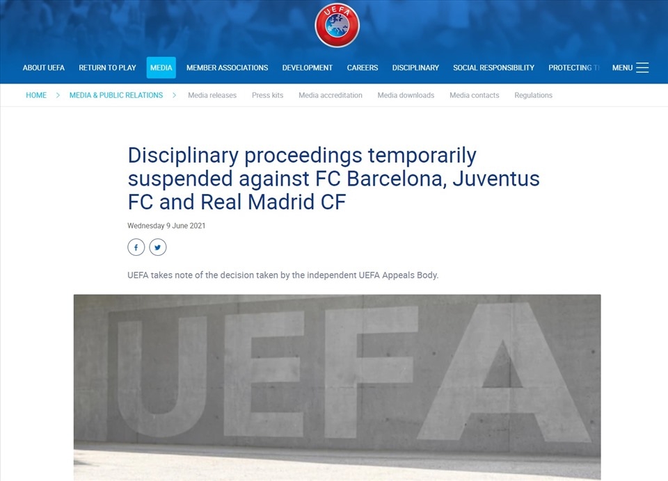 UEFA phải dừng vụ kiện với Real Madrid, Barcelona và Juventus