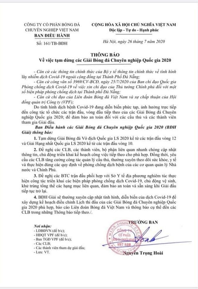 chinh thuc v league 2020 tam hoan de phong chong dich covid 19