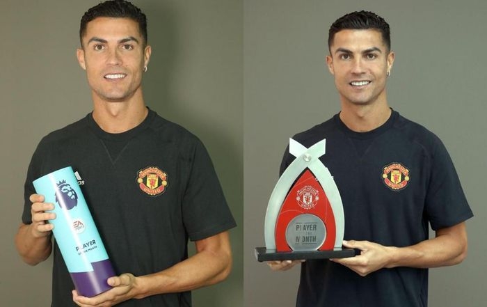 Vừa trở về Manchester United, Ronaldo nhận ngay cú đúp danh hiệu cá nhân