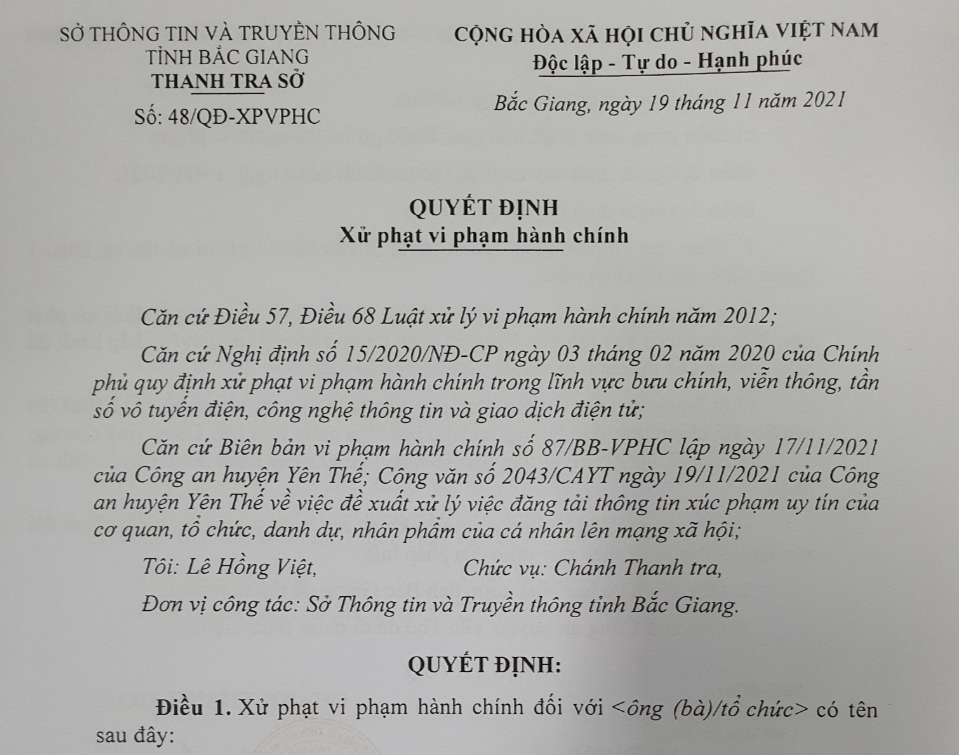 Bắc Giang: Xử phạt đối tượng xúc phạm thành viên chốt phòng, chống dịch
