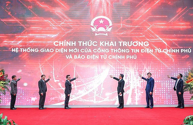 Nghi lễ chính thức khai trương Hệ thống giao diện mới của Cổng Thông tin điện tử Chính phủ và Báo Điện tử Chính phủ. Ảnh: VGP/Nhật Bắc