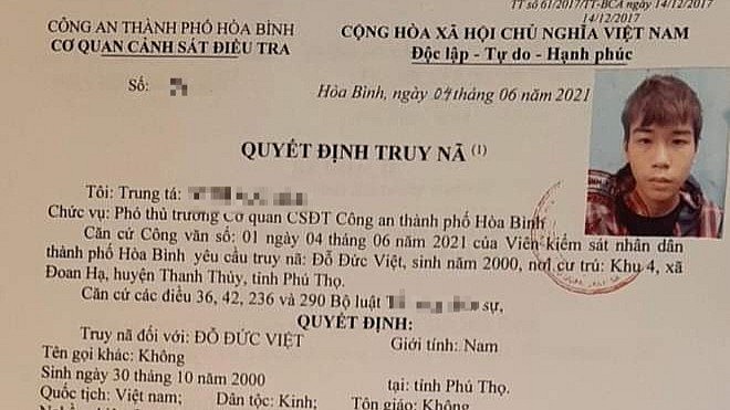 Việt đang là đối tượng có lệnh truy nã