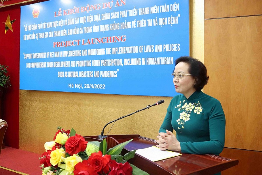 Bộ trưởng Bộ Nội vụ Phạm Thị Thanh Trà phát biểu khai mạc tại buổi lễ (ảnh VNN)