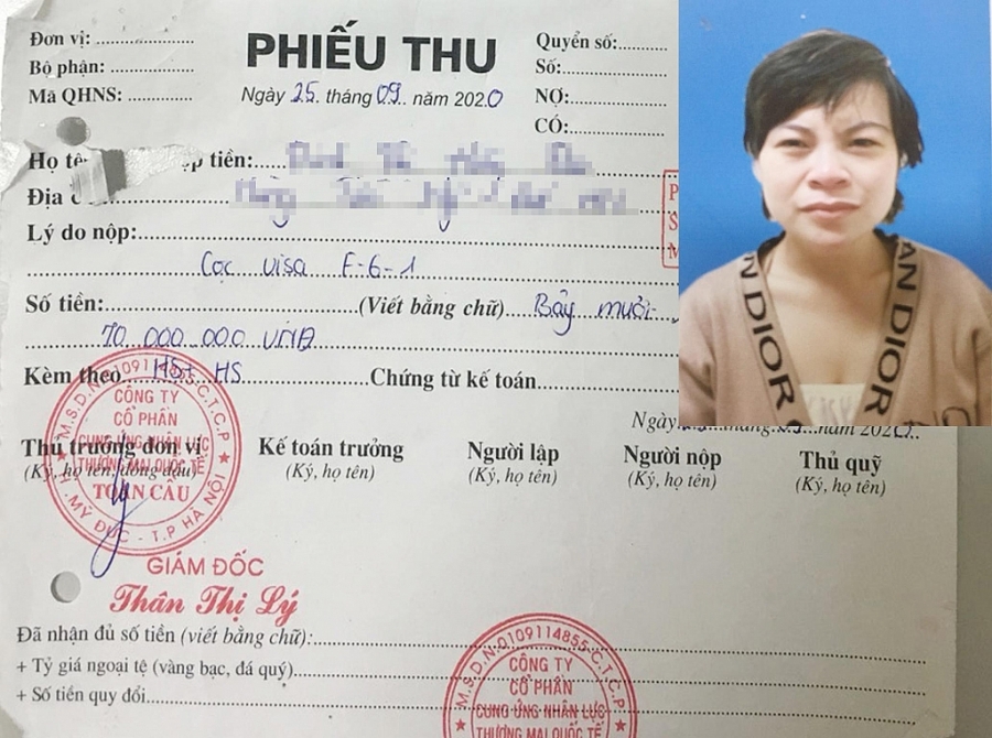 Lý và phiếu thu tiền của các nạn nhân