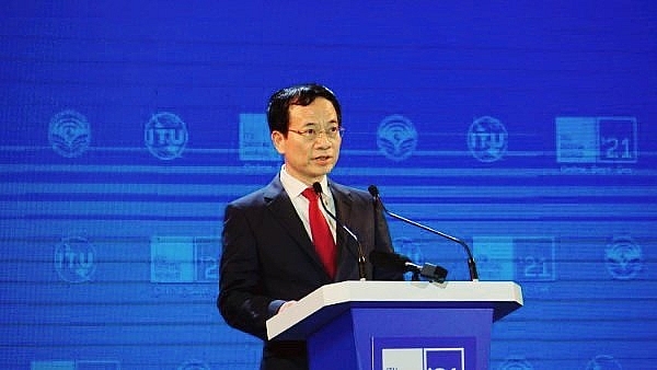 Bộ trưởng Bộ Thông tin và Truyền thông Nguyễn Mạnh Hùng phát biểu chào mừng sự kiện