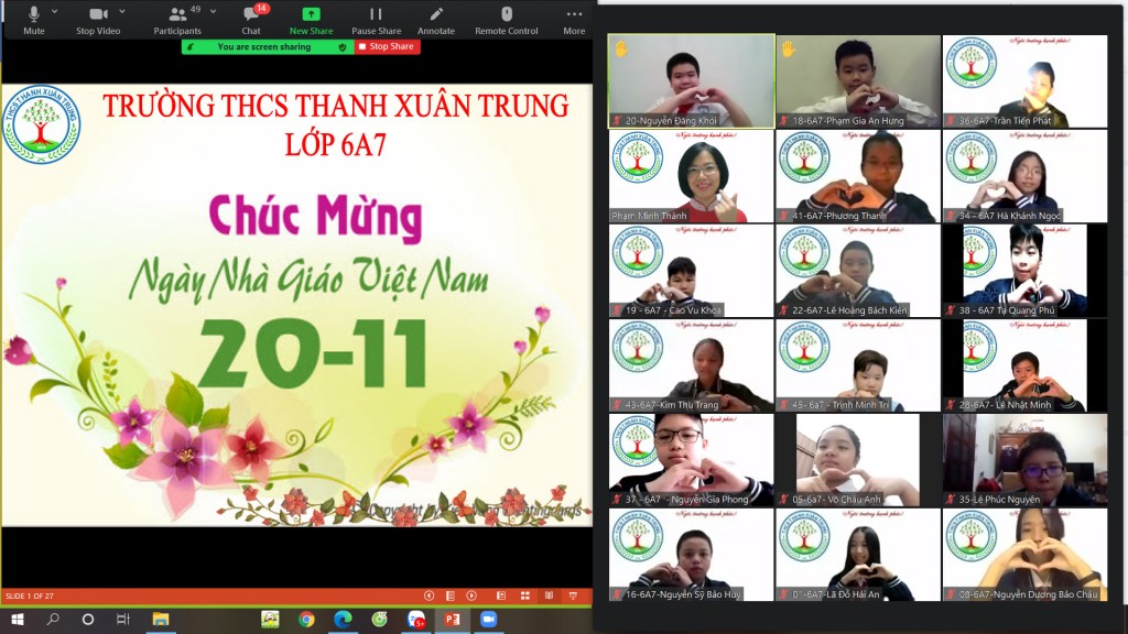 Các lớp sôi nổi tổ chức hoạt động tri ân thầy cô nhân dịp 20/11 bằng hình thức online