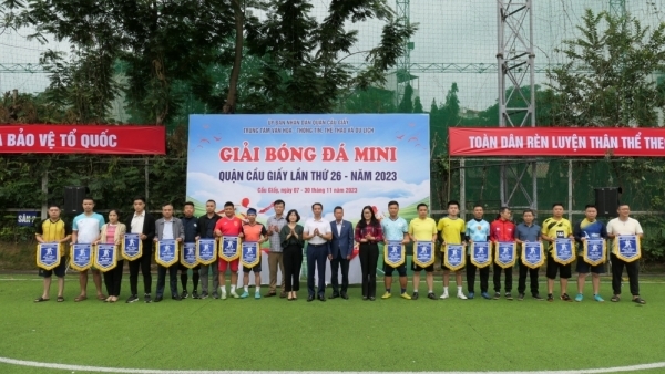 19 đội tham gia Giải bóng đá mini quận Cầu Giấy lần thứ 26