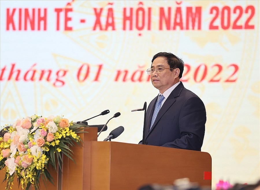 Thủ tướng Chính phủ Phạm Minh Chính phát biểu khai mạc hội nghị. 