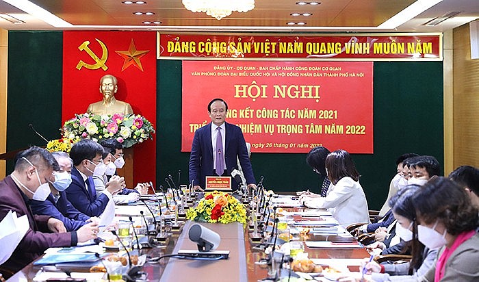 Chủ tịch HĐND thành phố Nguyễn Ngọc Tuấn phát biểu chỉ đạo tại hội nghị.