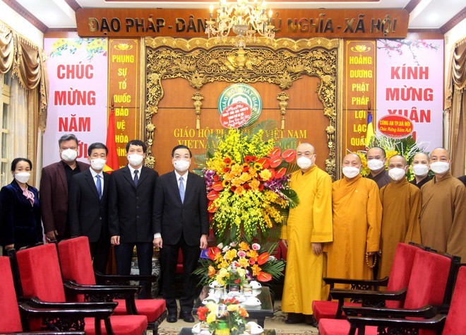 Chủ tịch UBND thành phố Chu Ngọc Anh chúc Tết Hội đồng Trị sự Giáo hội Phật giáo Việt Nam.