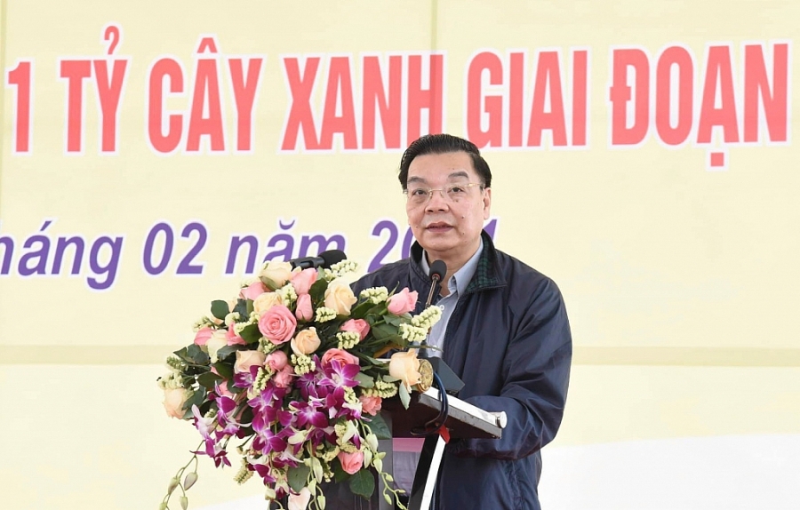 Chủ tịch UBND TP Hà Nội Chu Ngọc Anh phát biểu hưởng ứng Chương trình trồng 1 triệu cây xanh