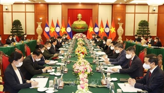 Tổng Bí thư Nguyễn Phú Trọng hội đàm với Tổng Bí thư, Chủ tịch nước Lào
