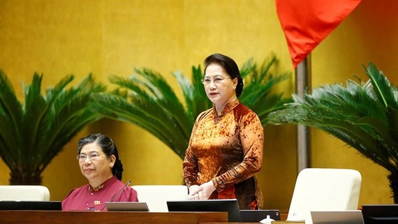 Chủ tịch Quốc hội Nguyễn Thị Kim Ngân trả lời chất vấn của đại biểu. Ảnh: Quốc hội