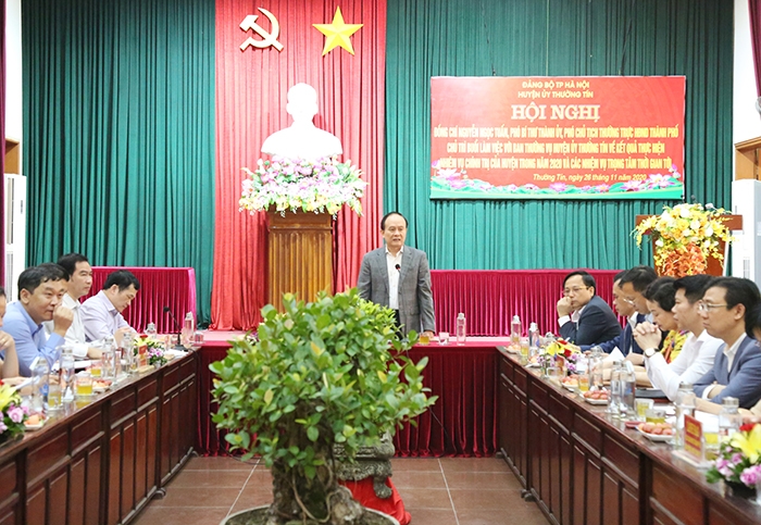Phó Bí thư Thành ủy, Phó Chủ tịch Thường trực HĐND TP Nguyễn Ngọc Tuấn phát biểu tại buổi làm việc