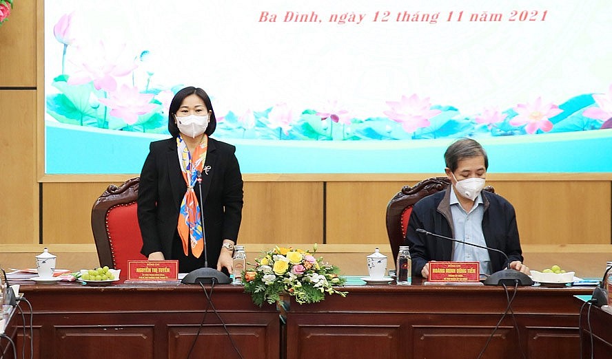 Phó Bí thư Thường trực Thành ủy Hà Nội Nguyễn Thị Tuyến phát biểu tại buổi kiểm tra.