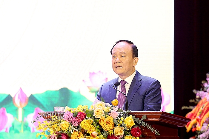 Phó Bí thư Thành ủy, Chủ tịch HĐND Thành phố Nguyễn Ngọc Tuấn phát biểu tại Lễ kỷ ni