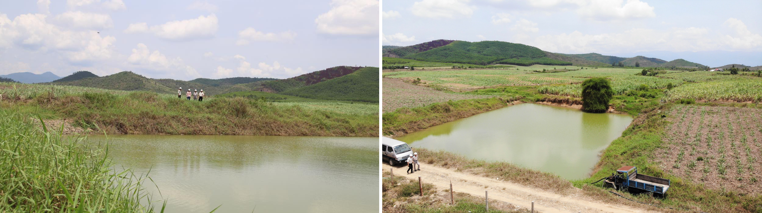 Được Vietsugar đầu tư hỗ trợ kinh phí, gia đình chị Hương đã đào ao tích được 20.000m3 nước để tưới mía trong mùa khô.